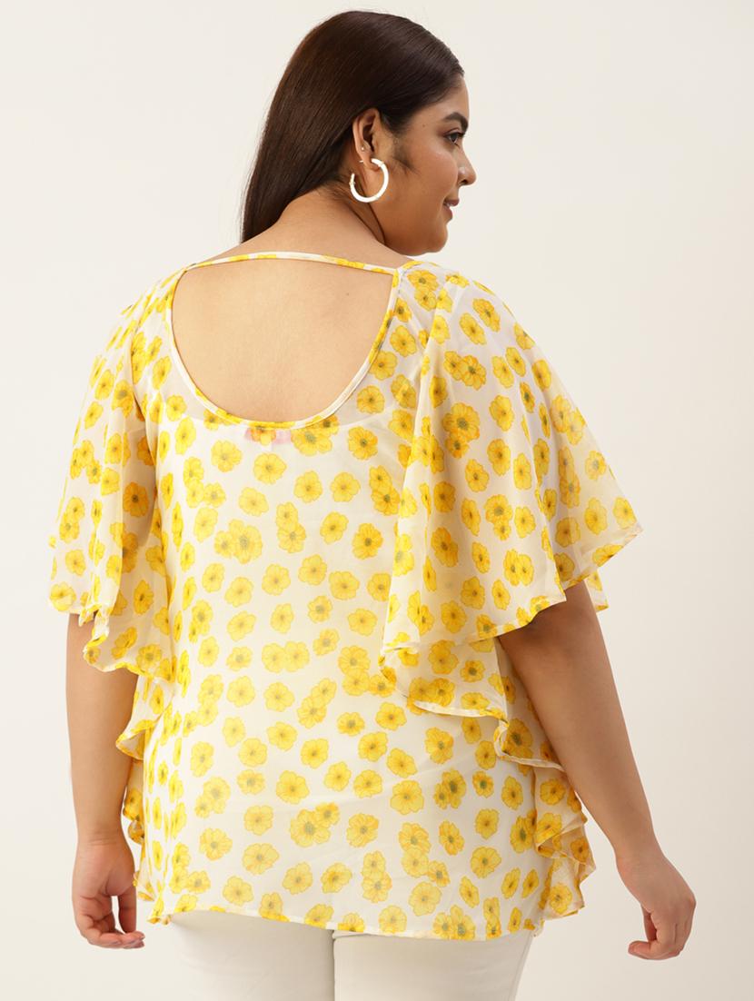 women's ruffle round neck top - 19795445 - Standard Image - 2