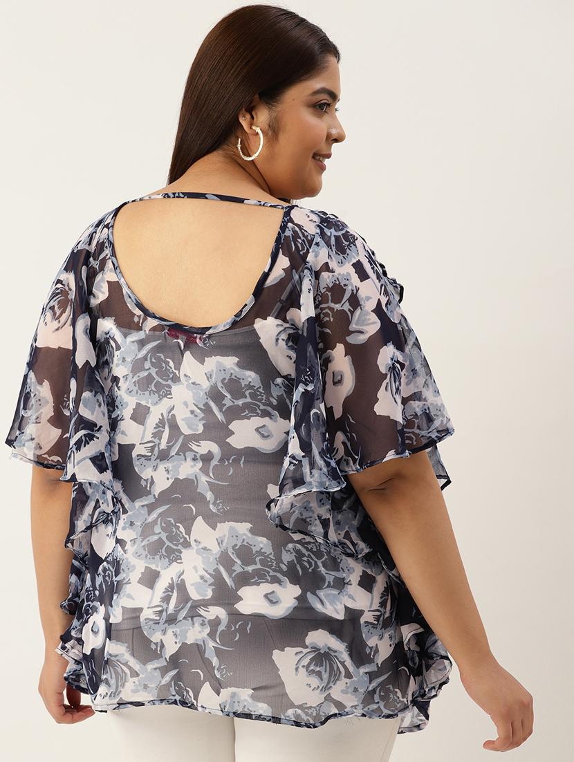 women's ruffle round neck top - 19795446 - Standard Image - 2
