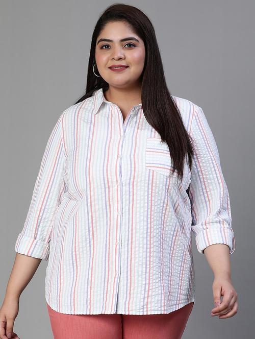women striped plus size shirt - 19795456 - Standard Image - 0