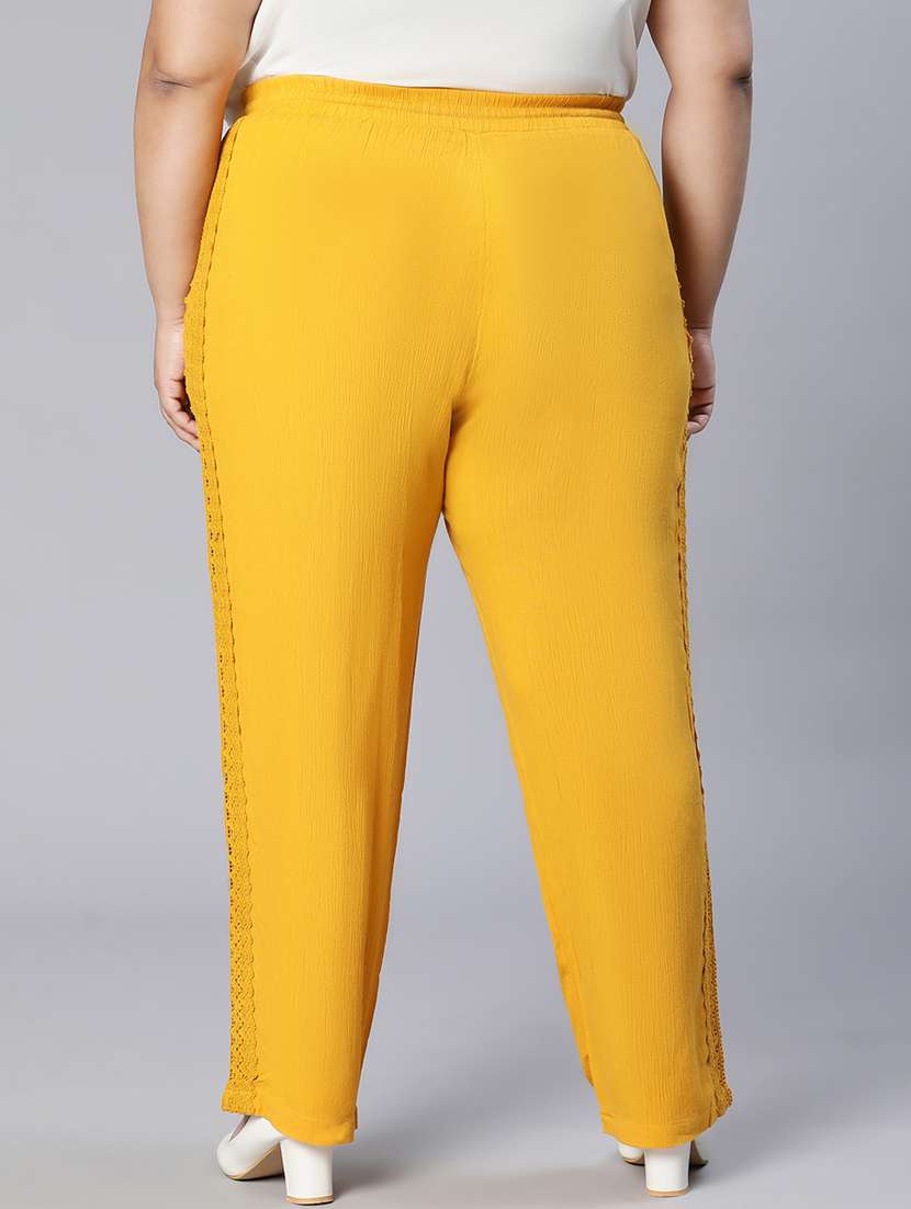 solid yellow plus size flat front trouser - 19795461 -  Standard Image - 2