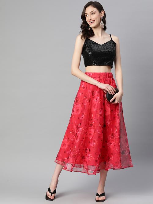 printed skirt & sequined top set - 19795686 -  Standard Image - 0