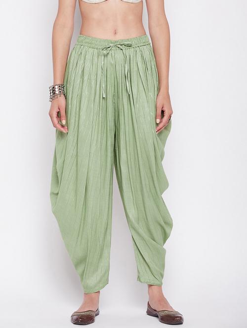 green rayon dhoti salwar salwars - 19795878 - Standard Image - 0