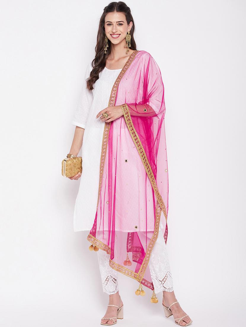ethnic motifs sequined with gota patti net dupatta - 19795922 - Standard Image - 2