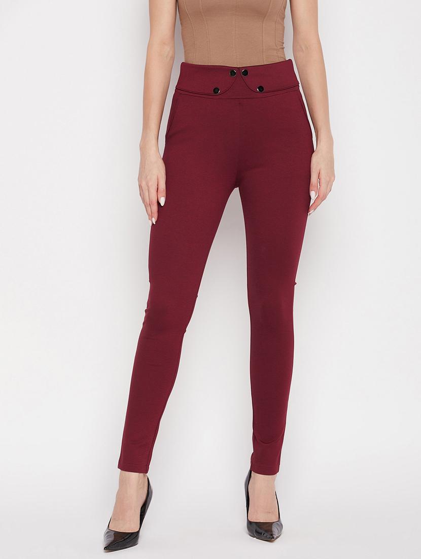 women solid viscose jegging