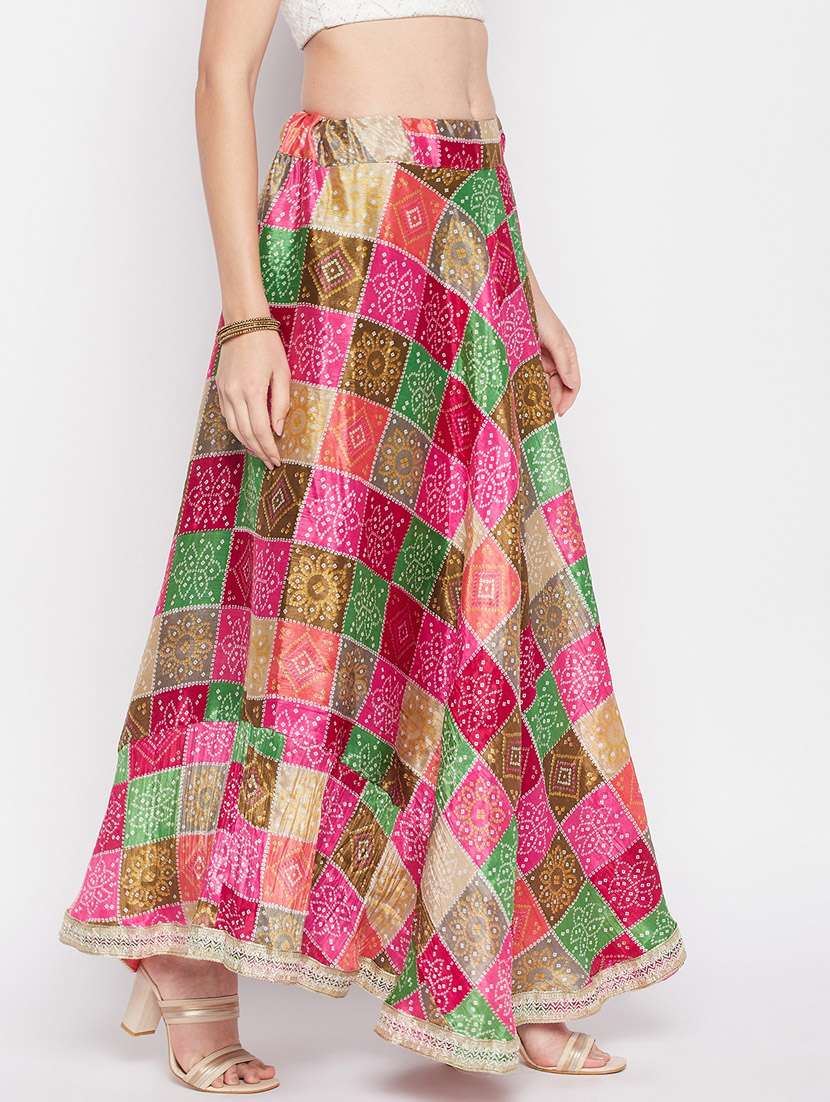 multi colored printed flared long skirt - 19796167 - Standard Image - 2