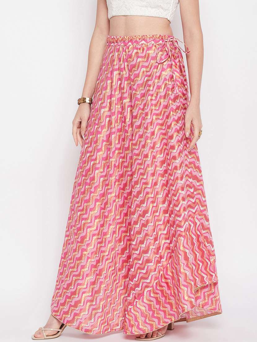 pink printed flared long skirt - 19796180 -  Standard Image - 2