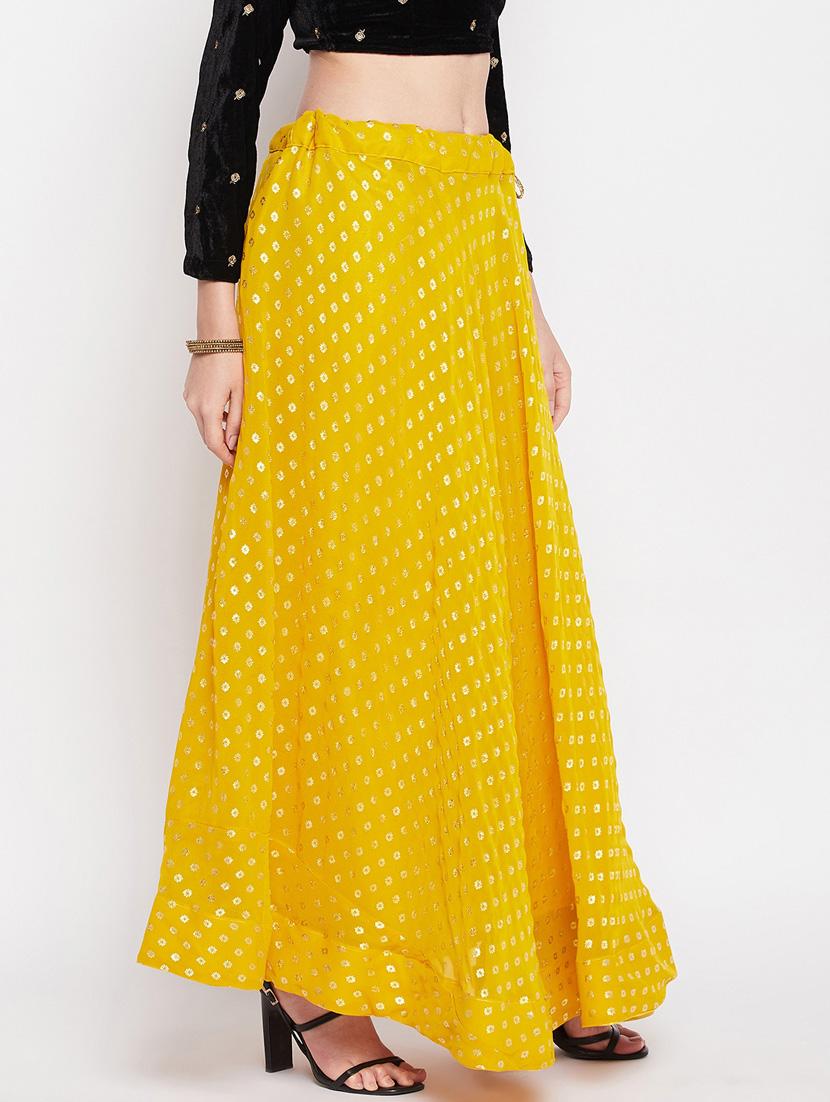 yellow printed flared long skirt - 19796188 - Standard Image - 2