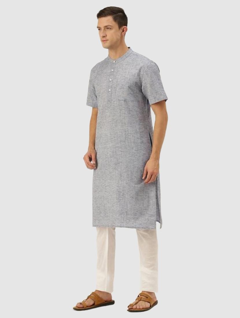 mandarin neck solid kurta - 19796297 - Standard Image - 2