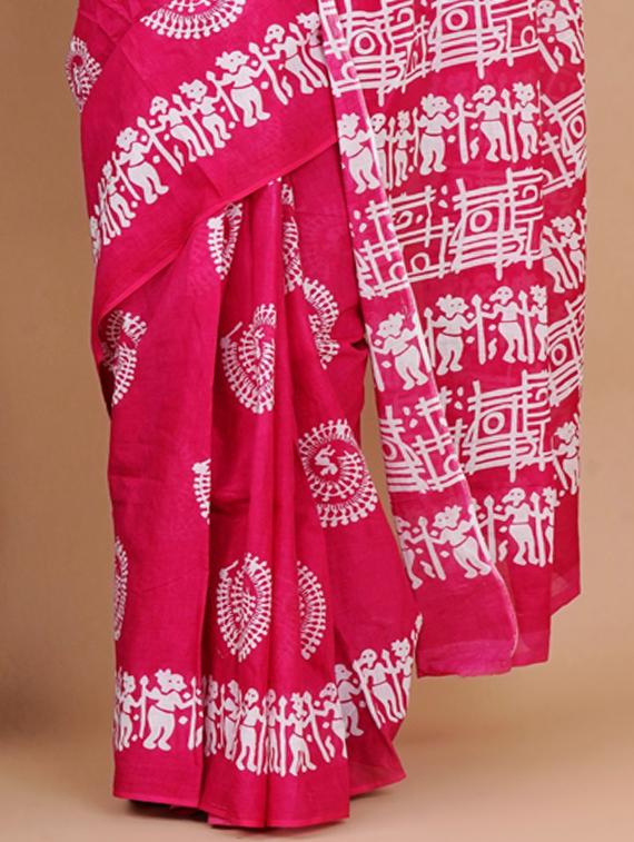 pink printed saree - 19796693 - Standard Image - 2