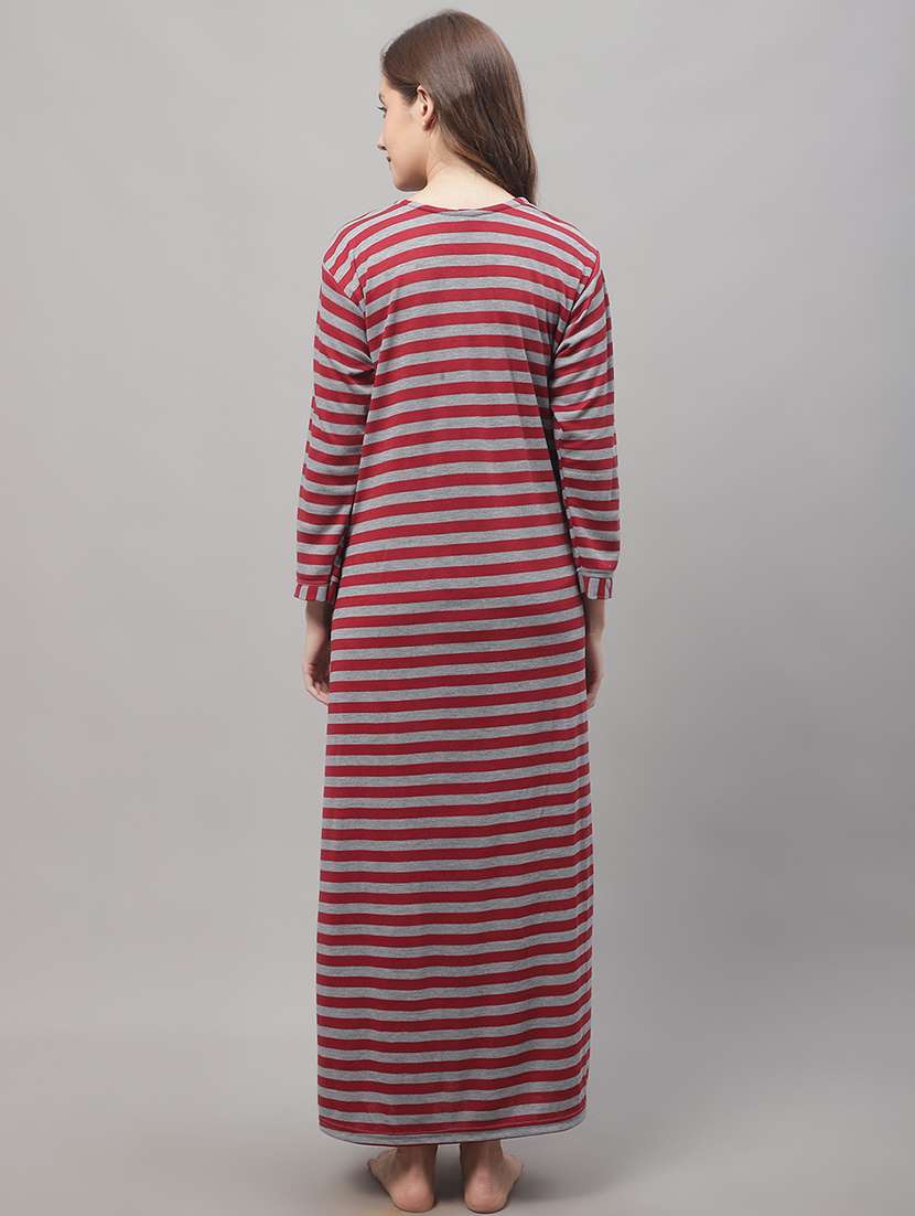 long sleeves striped nighty - 19797558 - Standard Image - 2