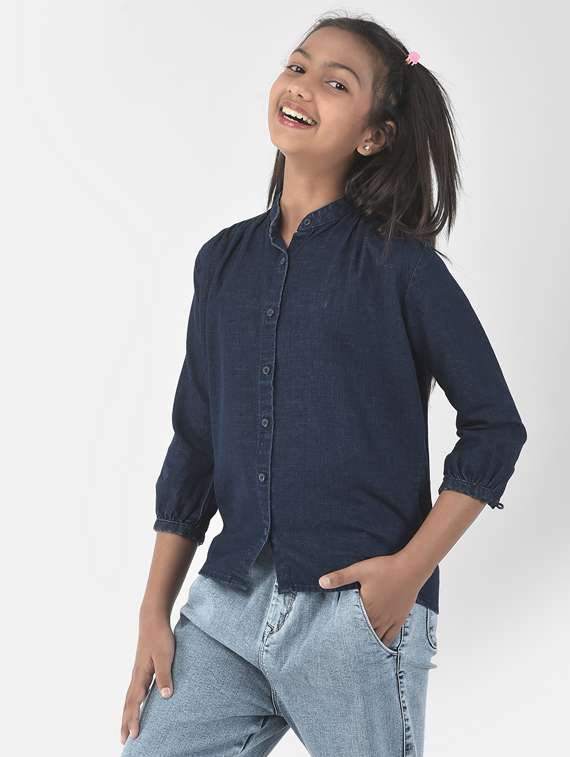 girls solid navy blue casual top - 19797717 -  Standard Image - 2