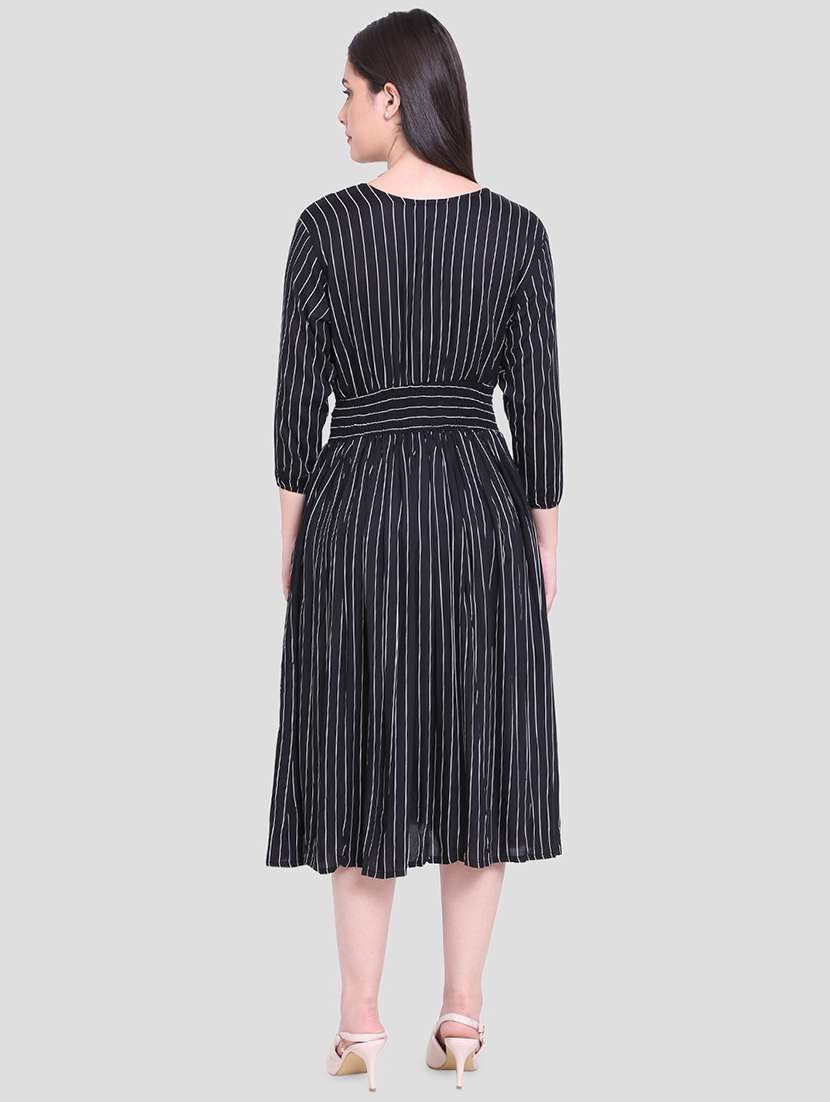 women's fit & flare striped dress - 19797738 - Standard Image - 2
