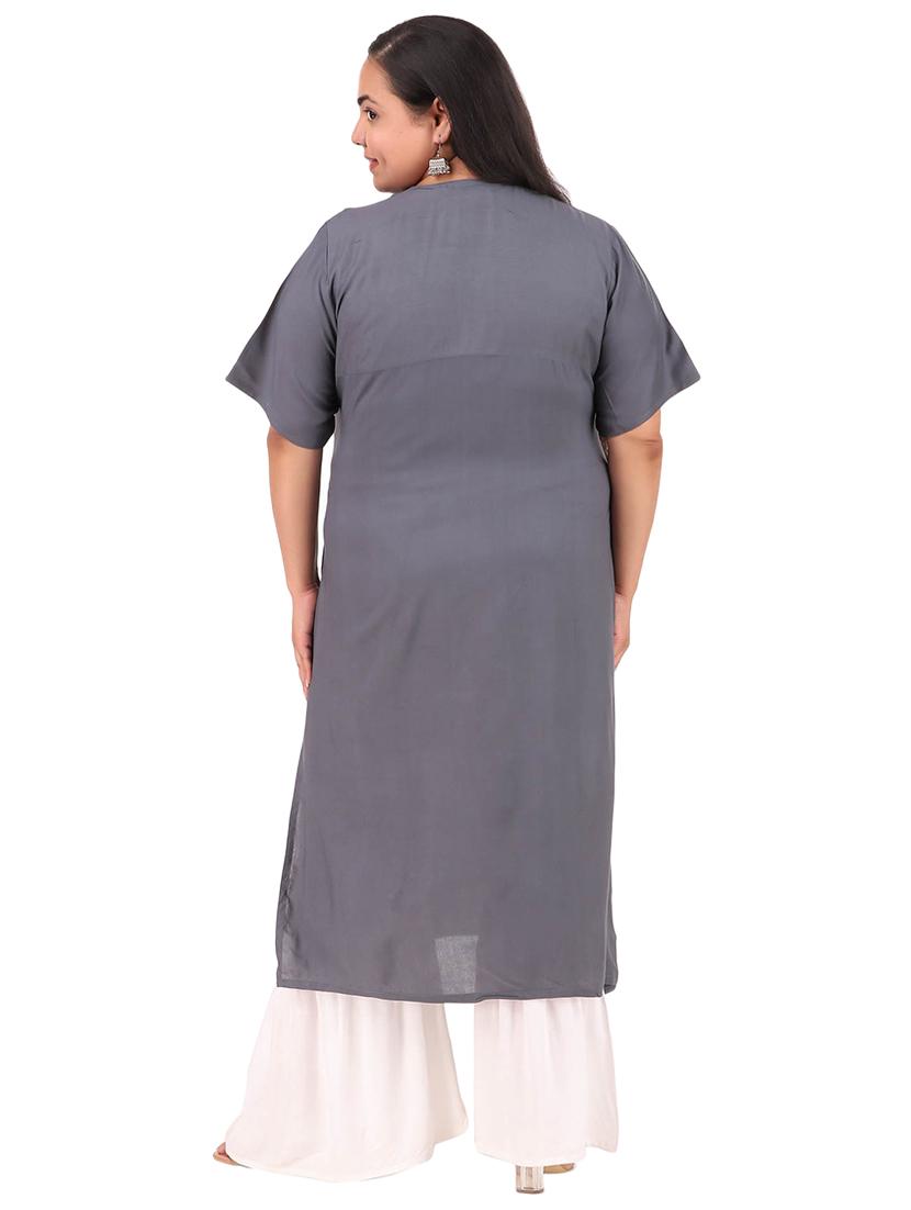 round neck solid straight kurta - 19797749 - Standard Image - 2