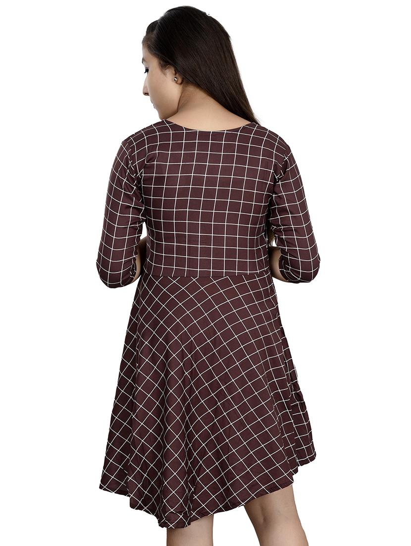 girls round neck three quarter sleeves frock - 19797779 - Standard Image - 2
