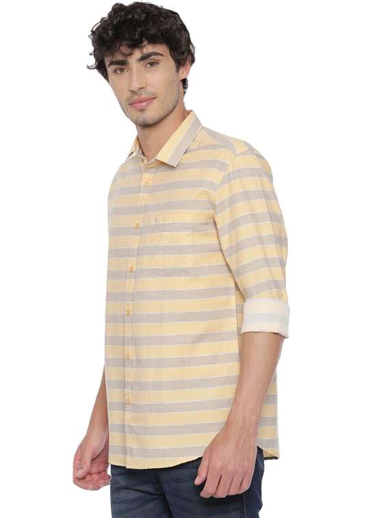 yellow striped casual shirt - 19803303 - Standard Image - 2
