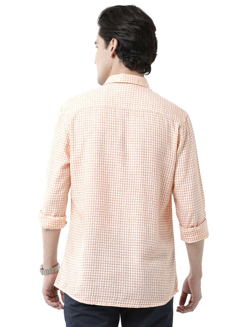 orange checkered casual shirt - 19803401 - Standard Image - 2
