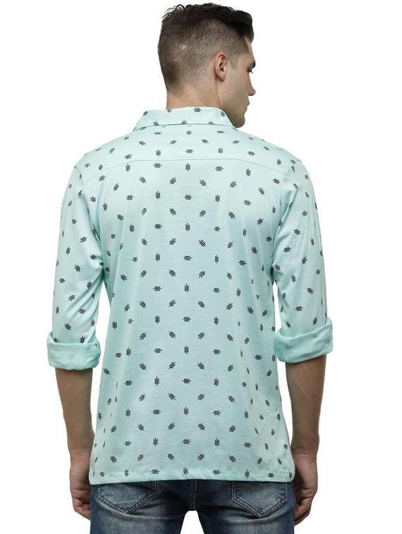 light blue printed casual shirt - 19803404 - Standard Image - 2