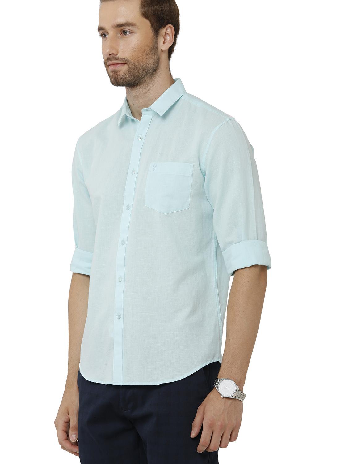 light blue cotton linen casual shirt - 19803429 - Standard Image - 2