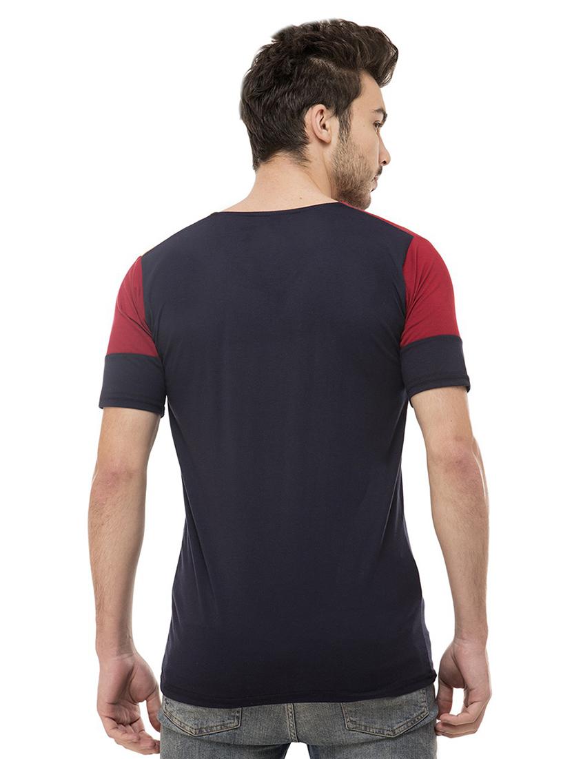 v neck color block t-shirt - 19806007 - Standard Image - 2