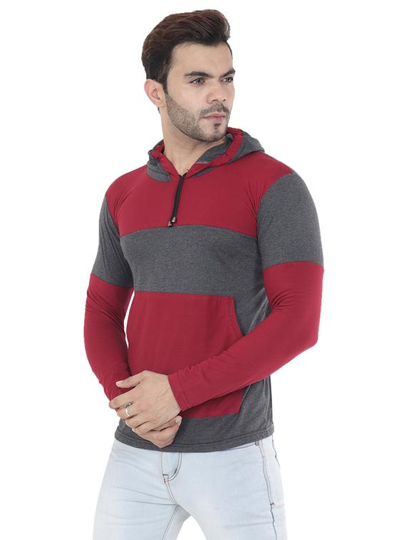 hood neck color block t-shirt - 19806565 - Standard Image - 2