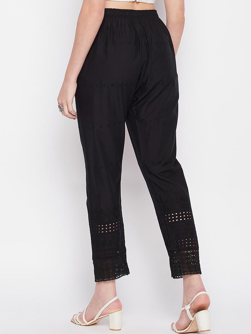 black cotton straight palazzo - 19807785 - Standard Image - 2