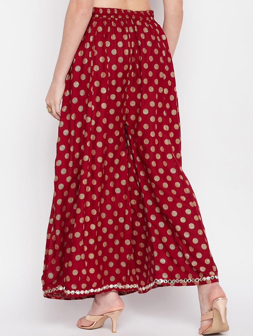 gold printed flared palazzo - 19807804 - Standard Image - 2