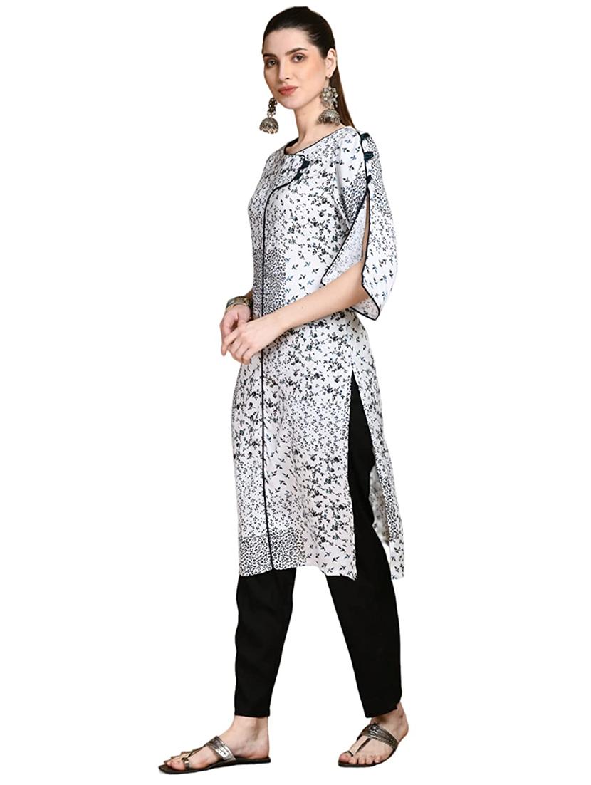 white printed kurta - 19808043 - Standard Image - 2