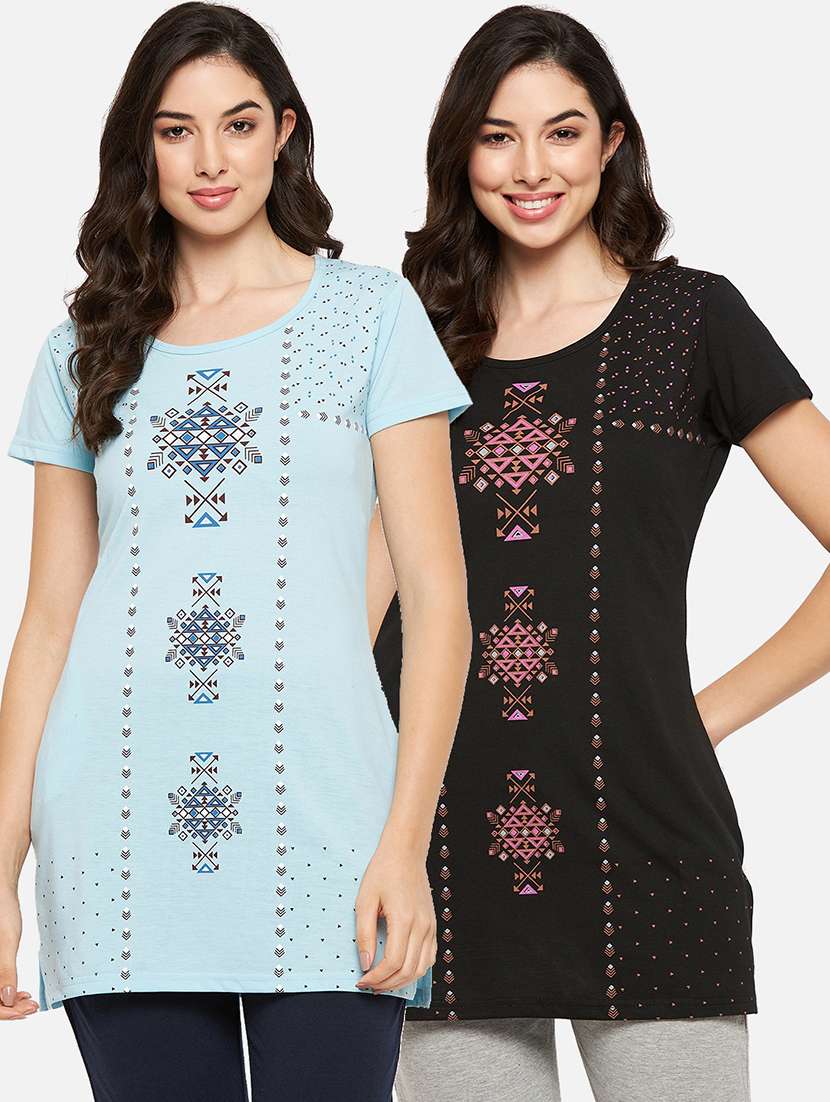 pack of 2 multi colored printed long t-shirt