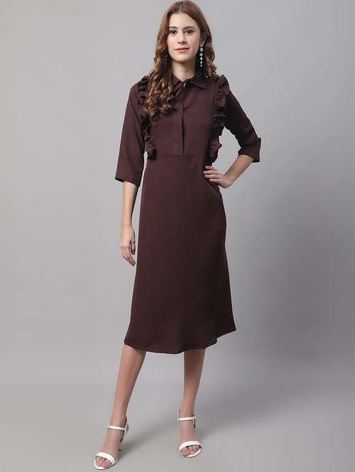 women's ruffle solid dress - 19810569 -  Standard Image - 0