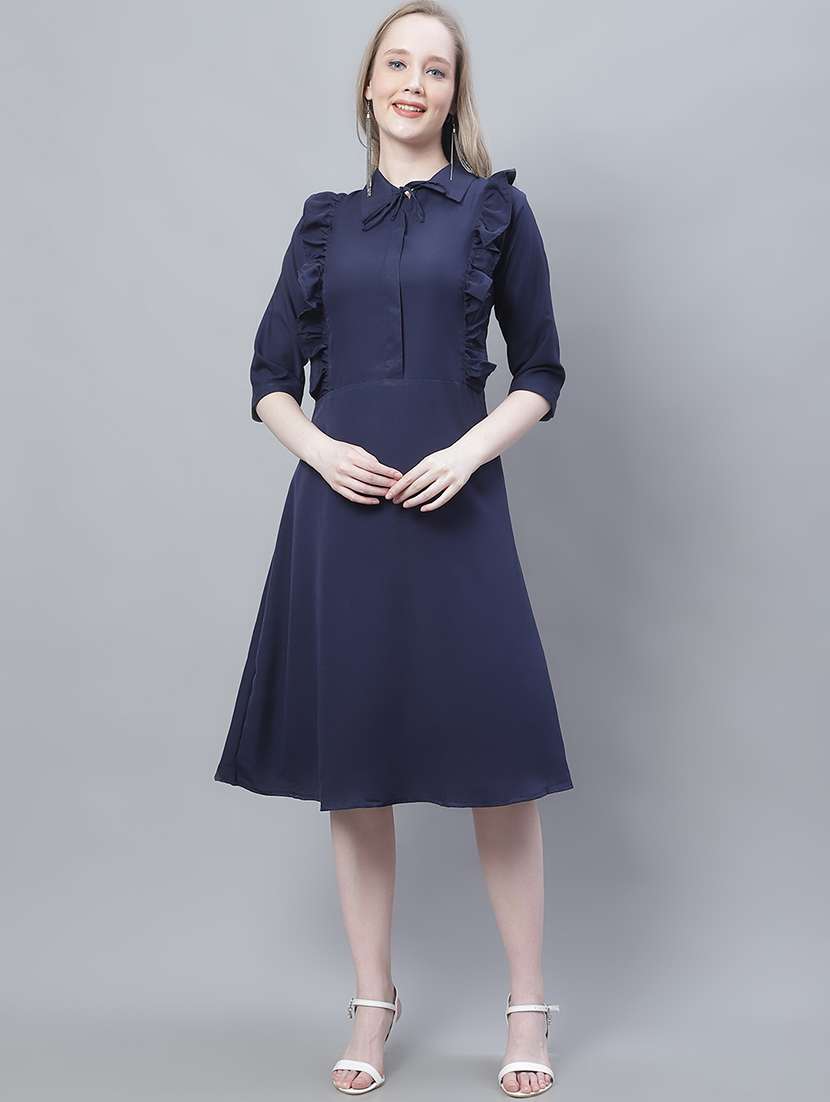 women's ruffle solid dress