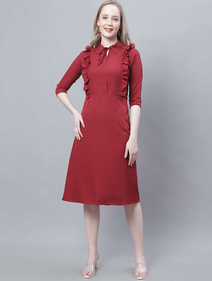 women's ruffle solid dress