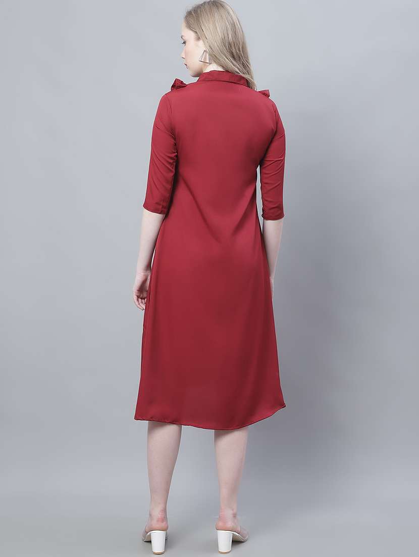 women's ruffle solid dress - 19810575 -  Standard Image - 2