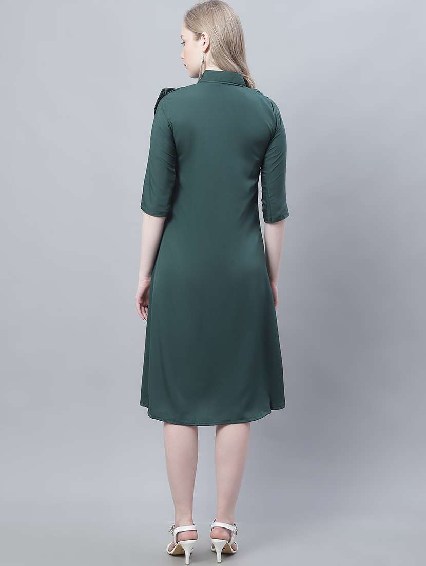women's ruffle solid dress - 19810576 - Standard Image - 2