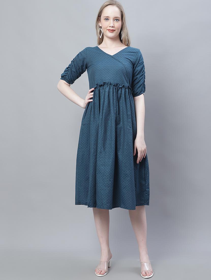 women's fit & flare swiss dots dress - 19810592 - Zoom Image - 0