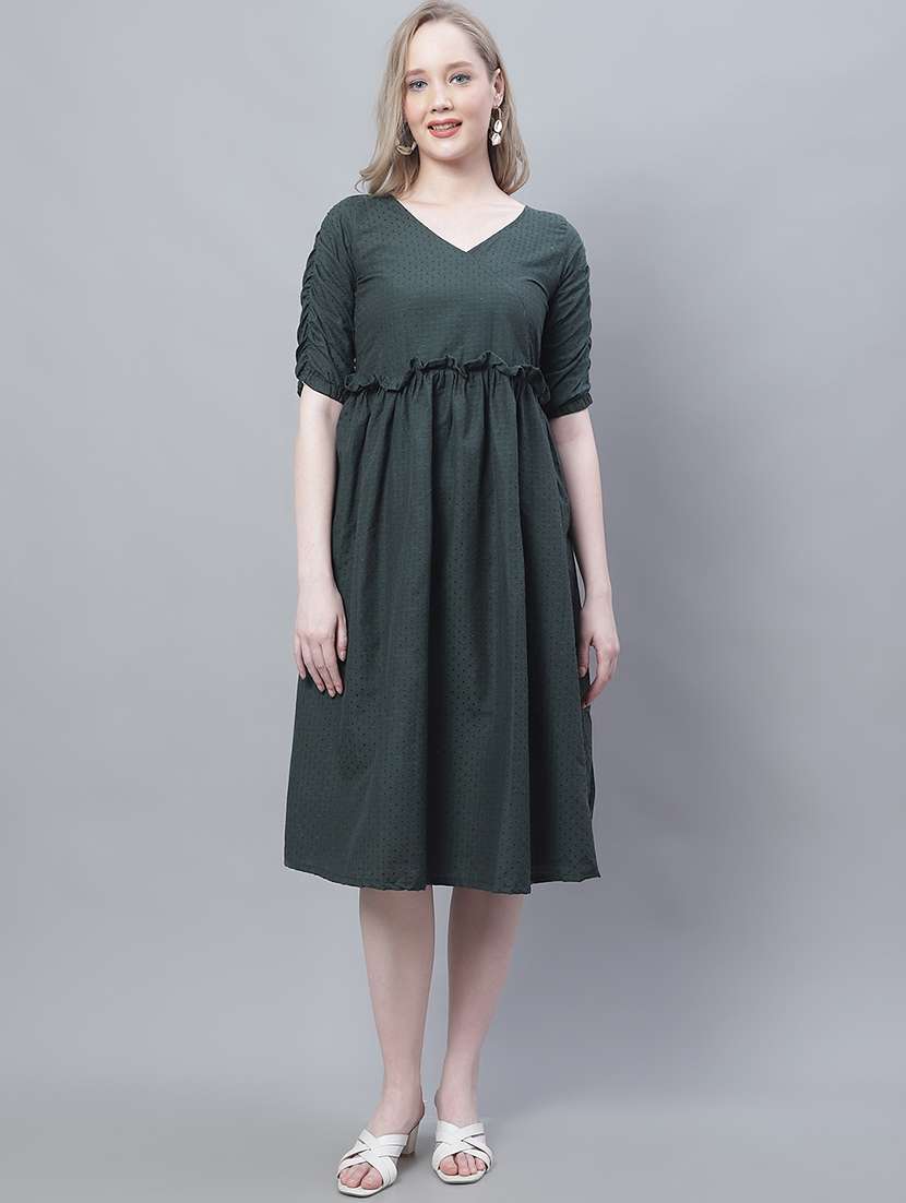 women's fit & flare swiss dots dress