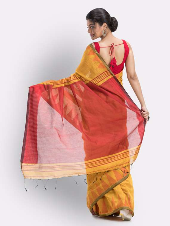 women's self design mustard colored saree with blouse - 19810674 -  Standard Image - 2