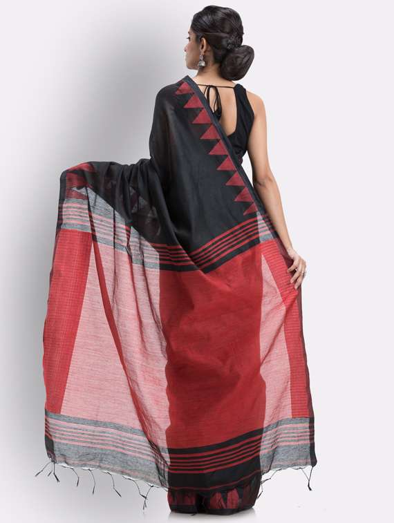 women's self design black colored saree with blouse - 19810675 -  Standard Image - 2