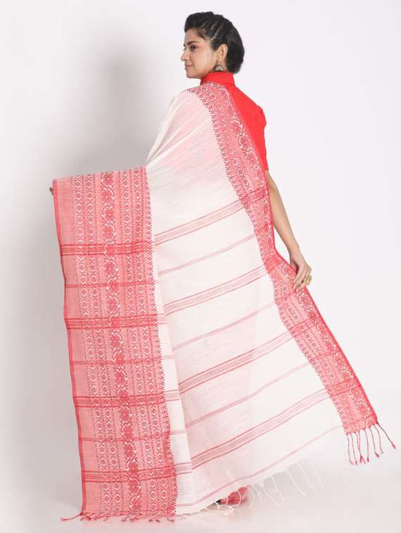 women's self design white colored saree with blouse - 19810744 -  Standard Image - 2