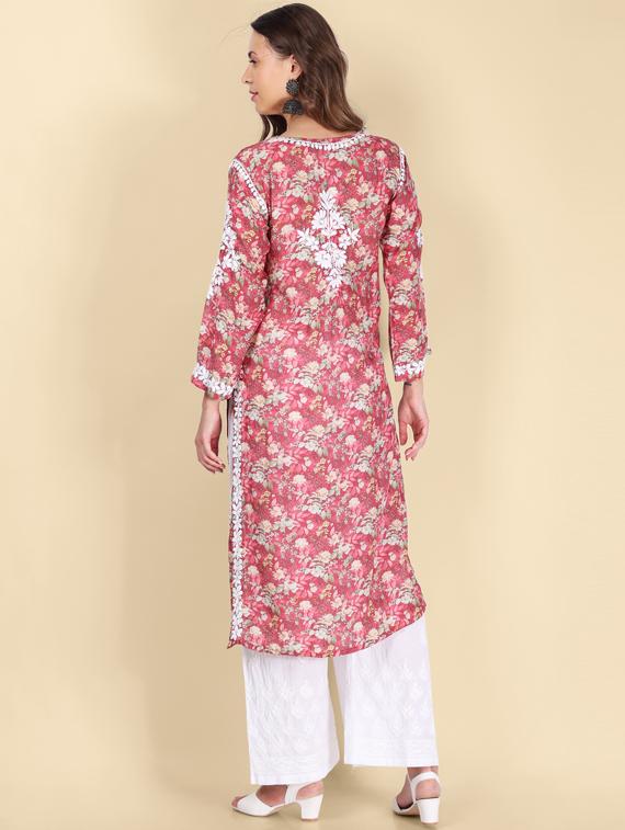 chikankari printed straight kurta - 19811076 - Standard Image - 2