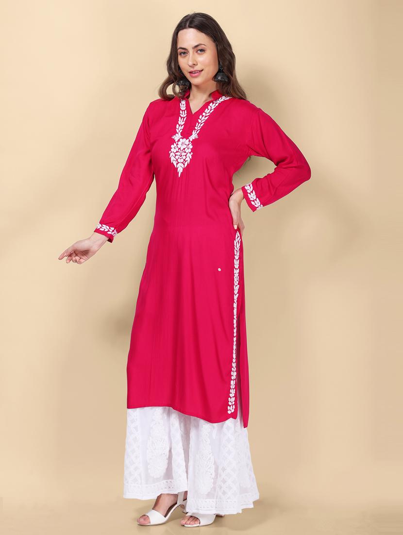 chikankari straight kurta - 19811451 - Standard Image - 2
