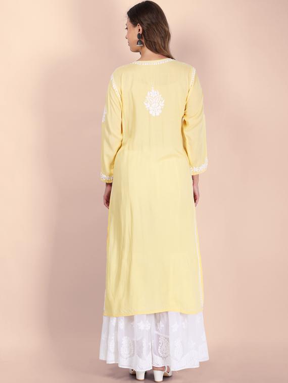 chikankari solid straight kurta - 19811743 - Standard Image - 2