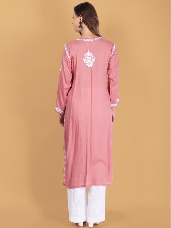 chikankari solid straight kurta - 19811744 - Standard Image - 2