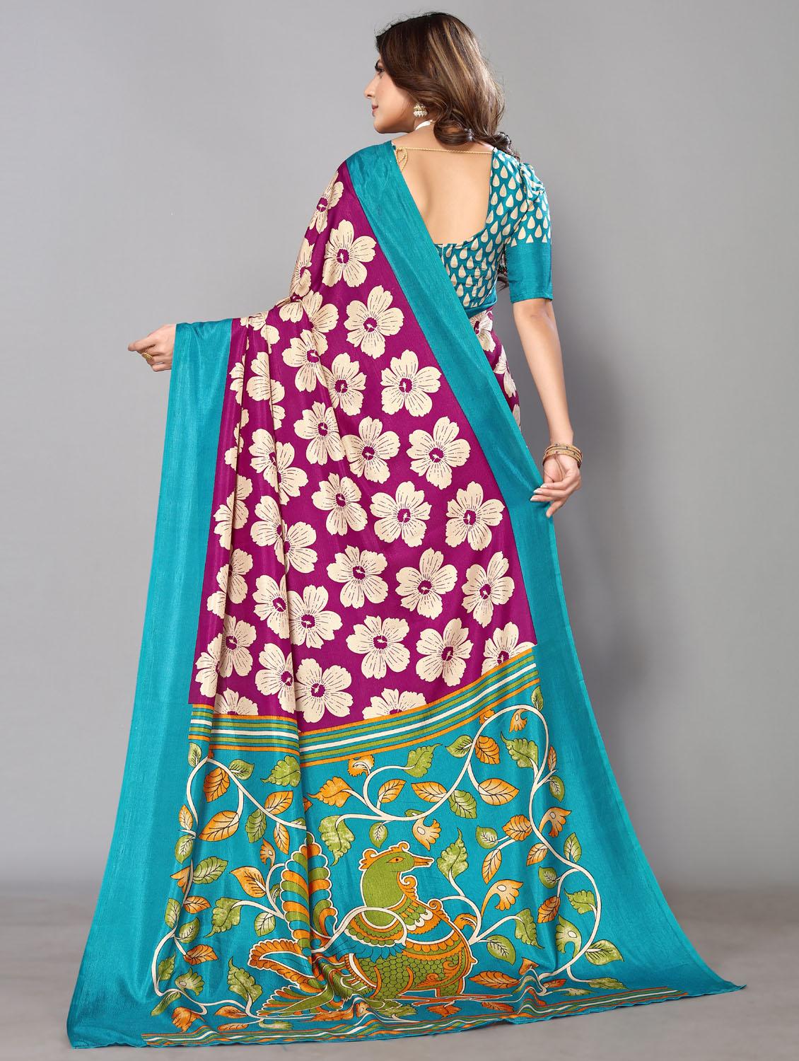 floral printed saree with blouse - 19812891 - Standard Image - 2