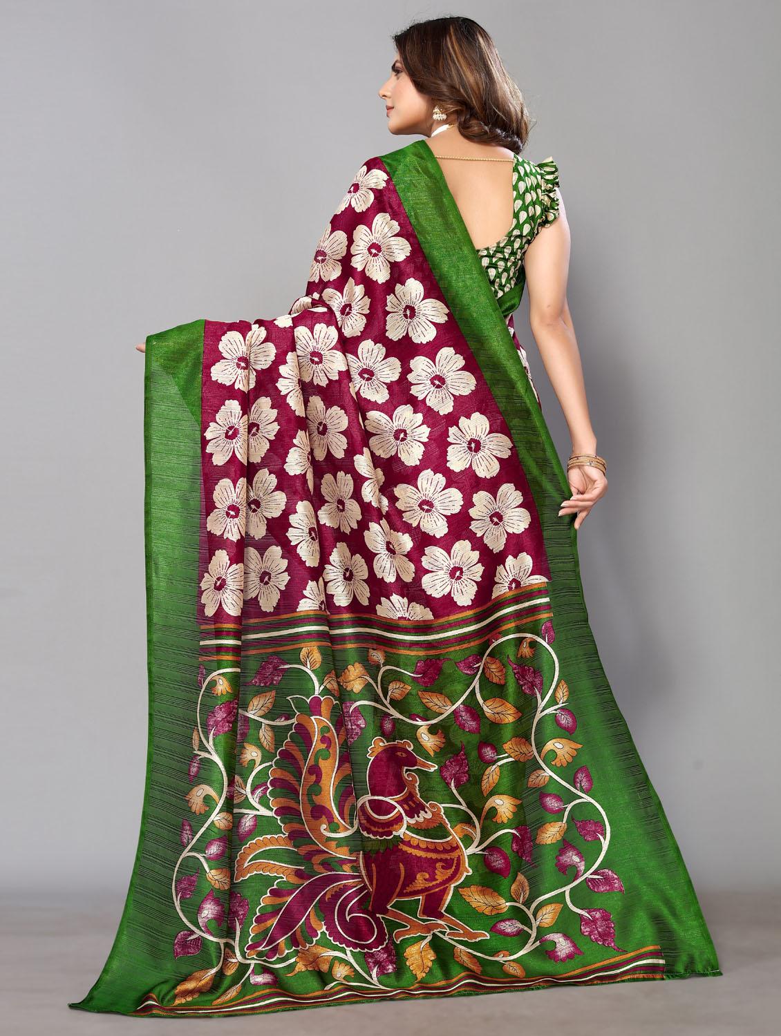 floral printed saree with blouse - 19812894 - Standard Image - 2