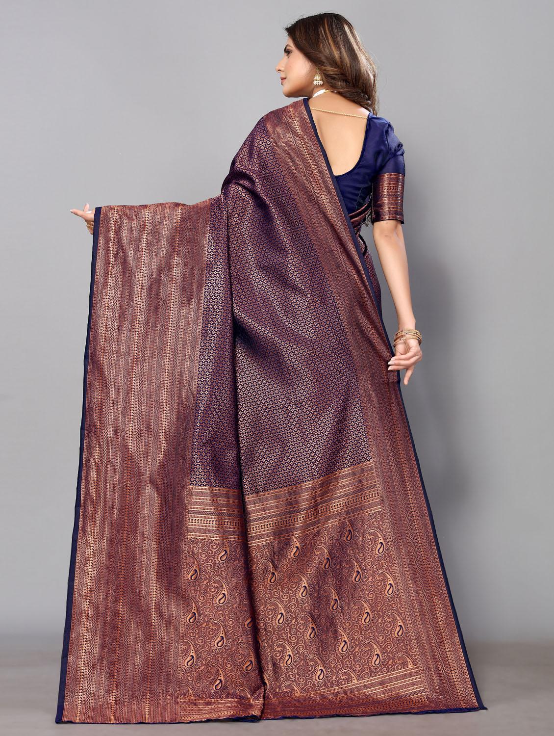 self design banarasi saree with blouse - 19812899 - Standard Image - 2