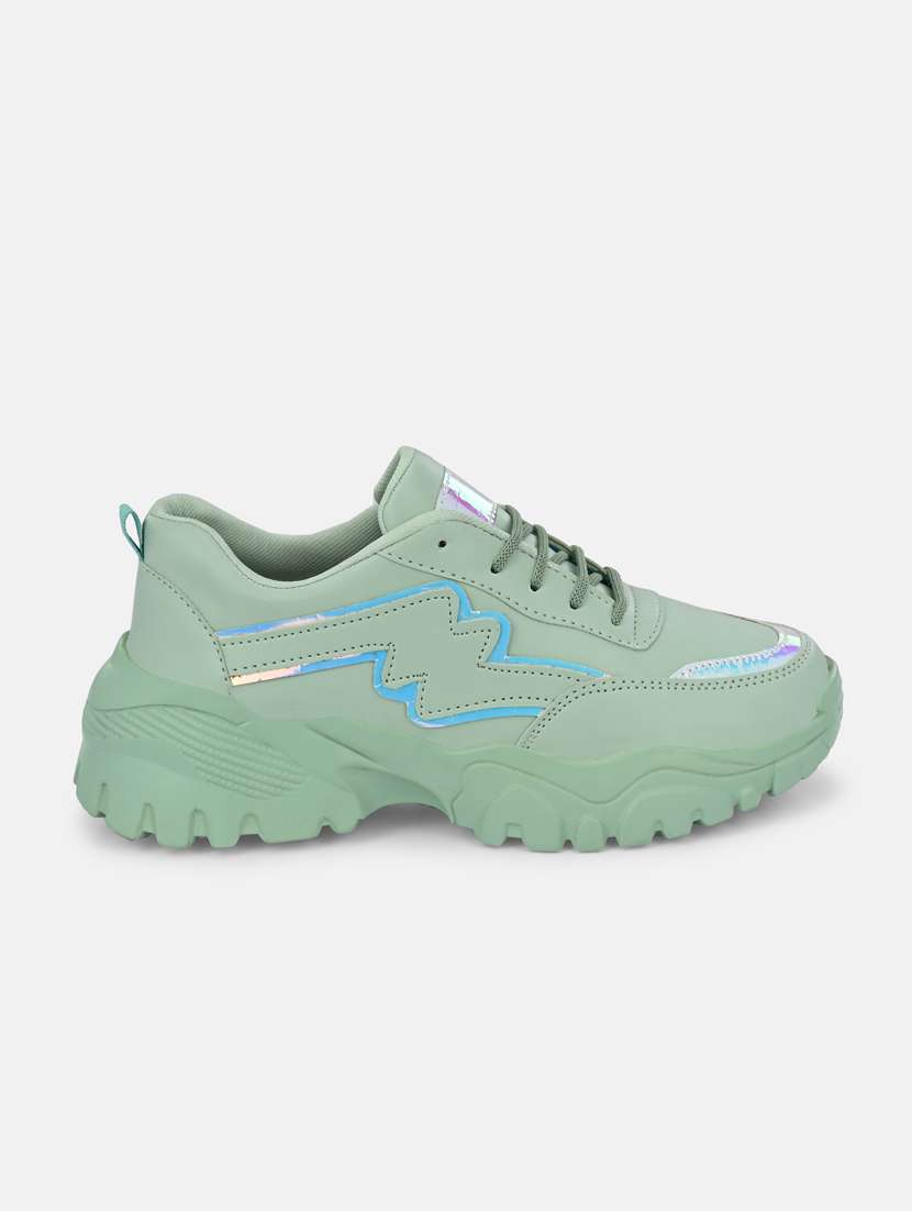mint green solid lace-up sneaker - 19813845 -  Standard Image - 2