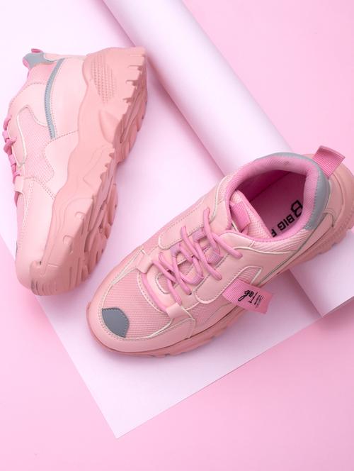 pink solid lace-up sneaker - 19813849 - Standard Image - 0
