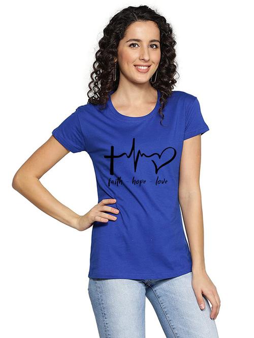 women's chest print round neck t-shirt - 19814420 - Standard Image - 0