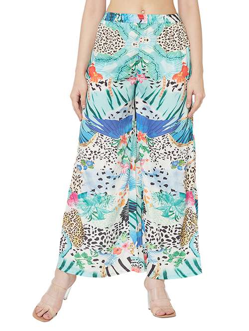 printed wide leg trouser with side slit - 19814439 -  Standard Image - 0