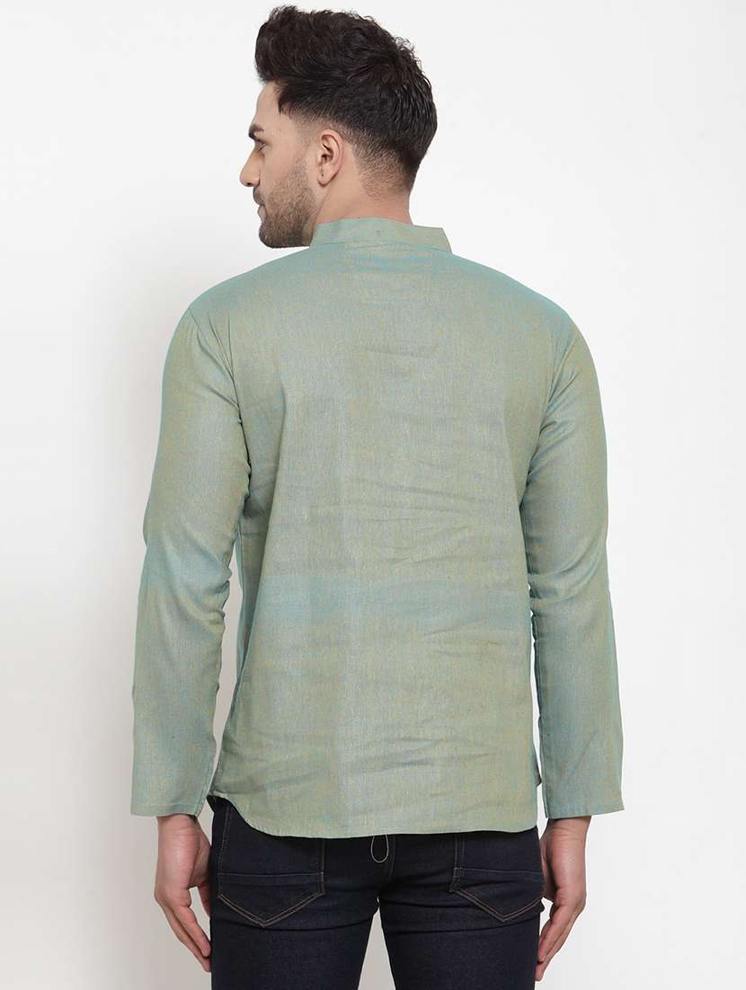 mandarin neck solid short kurta - 19814446 -  Standard Image - 2